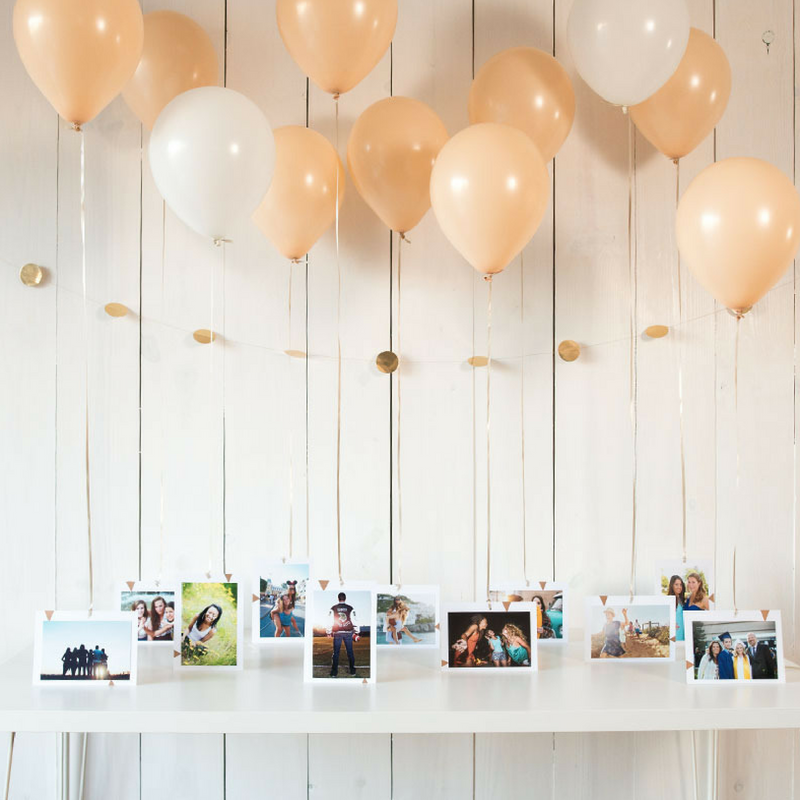 Balloons with photos hanging