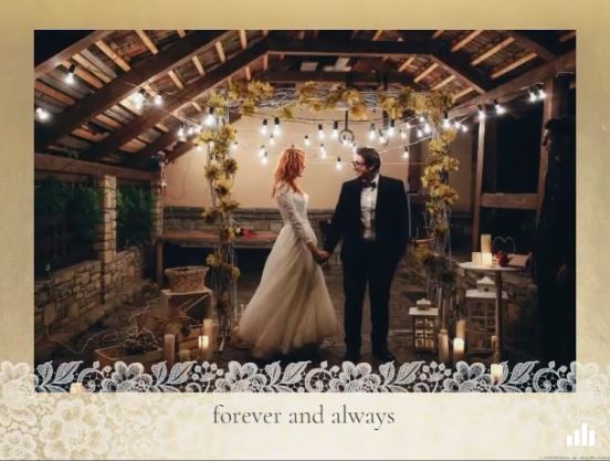 Create a beautiful wedding slideshow to display your loving photos.